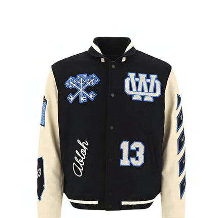 OFF-WHITE Witch Logo Patch Varsity Varsity Jacket Black/Peacock