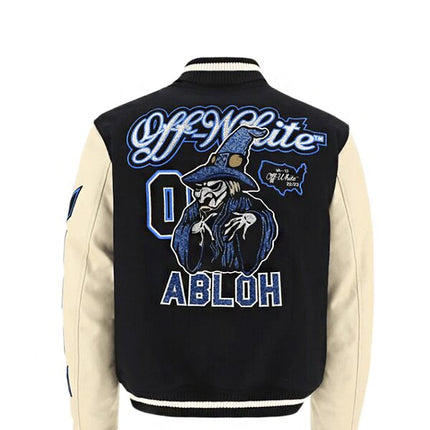OFF-WHITE Witch Logo Patch Varsity Varsity Jacket Black/Peacock