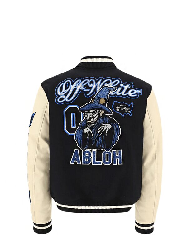 OFF-WHITE Witch Logo Patch Varsity Varsity Jacket Black/Peacock
