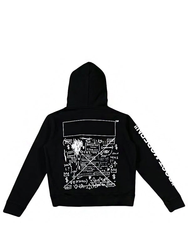 OFF-WHITE Basquiat Graphic Hoodie Black/White