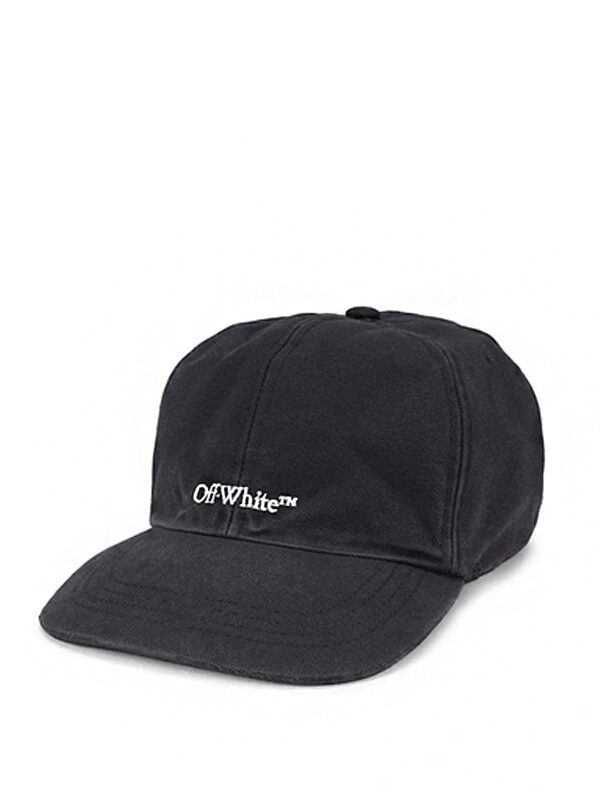 Off-White Bookish Logo Embroidered Baseball Cap Black/White