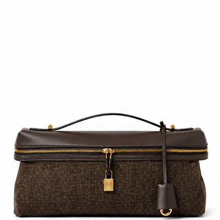 Loro Piana Extra Softy Bag Brown Chevron/Colour Pecora Nera/Sun Gold