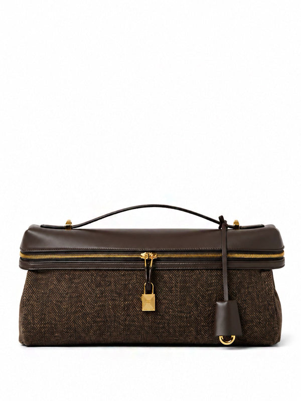 Loro Piana Extra Softy Bag Brown Chevron/Colour Pecora Nera/Sun Gold