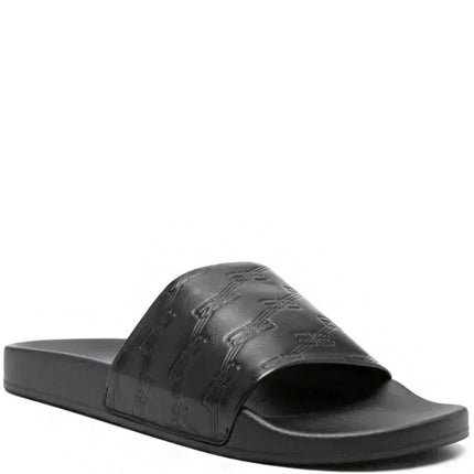 Balenciaga Slide BB Monogram Leather Pool Slide Black