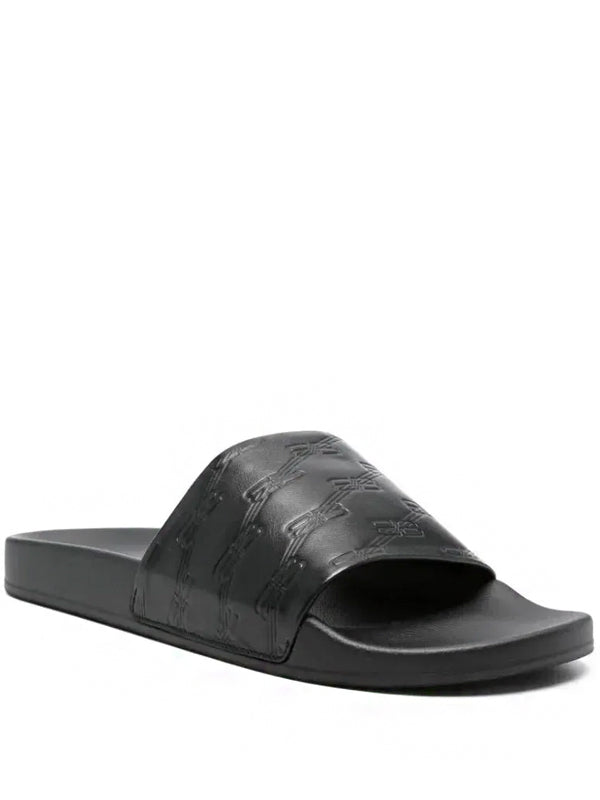 Balenciaga Slide BB Monogram Leather Pool Slide Black