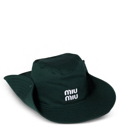 Miu Miu Chapéu Drill Logo Bordado Verde