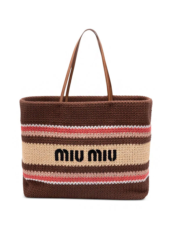 Miu Miu Bolsa de crochê com listras