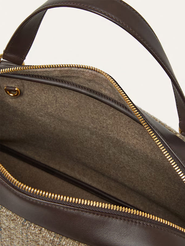 Loro Piana Medium Needle Bag Brown White Blue/Colour Pecora Nera/Sun Gold