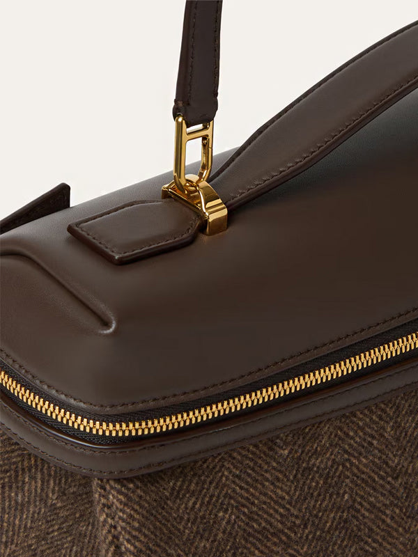 Loro Piana Extra Softy Bag Brown Chevron/Colour Pecora Nera/Sun Gold