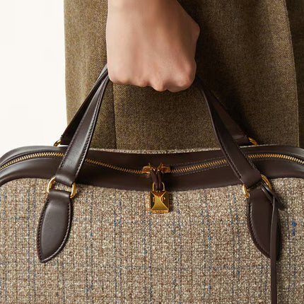 Loro Piana Medium Needle Bag Brown White Blue/Colour Pecora Nera/Sun Gold