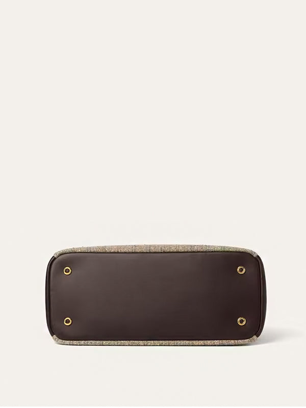 Loro Piana Medium Needle Bag Brown White Blue/Colour Pecora Nera/Sun Gold