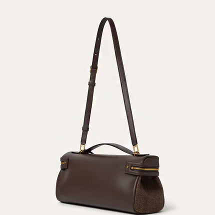 Loro Piana Extra Softy Bag Brown Chevron/Colour Pecora Nera/Sun Gold