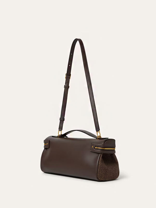 Loro Piana Extra Softy Bag Brown Chevron/Colour Pecora Nera/Sun Gold