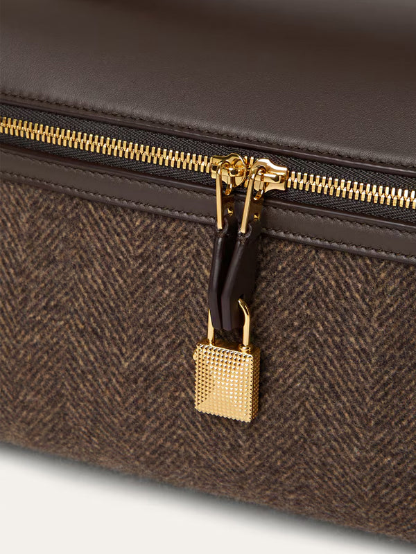 Loro Piana Extra Softy Bag Brown Chevron/Colour Pecora Nera/Sun Gold