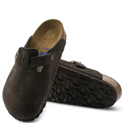 Birkenstock Clog Boston Soft Footbed Suede Leather Mocha