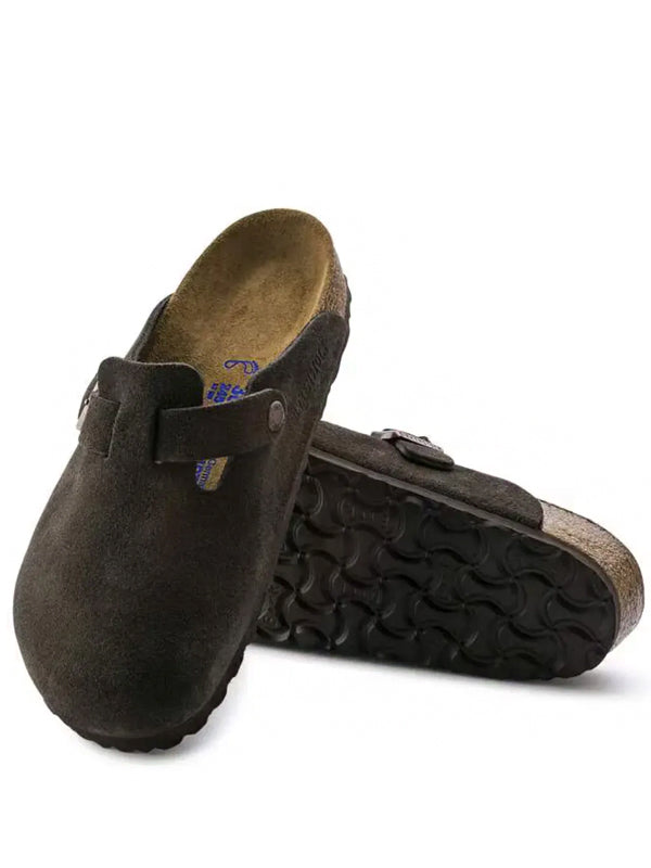 Birkenstock Clog Boston Soft Footbed Suede Leather Mocha