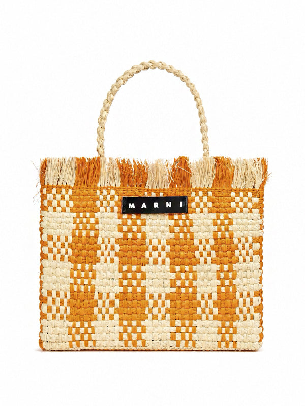 Marni Raffia Shopper Bag Orange Natural
