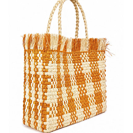 Marni Raffia Shopper Bag Orange Natural