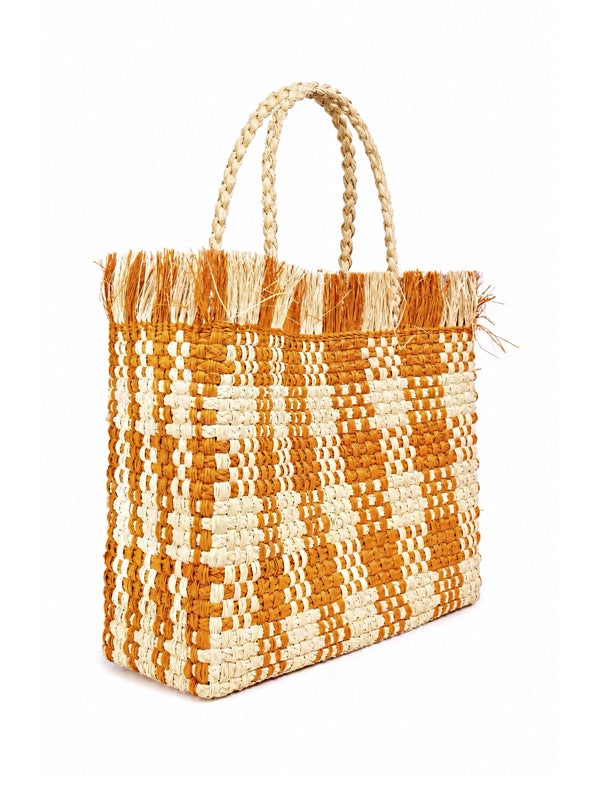 Marni Raffia Shopper Bag Orange Natural
