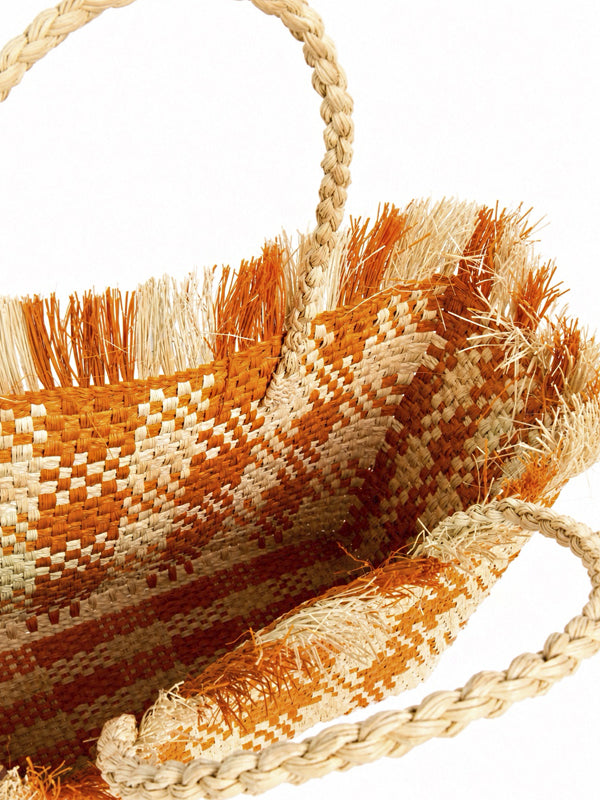 Marni Raffia Shopper Bag Orange Natural