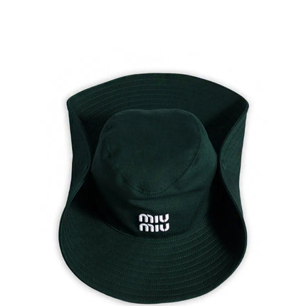 Miu Miu Chapéu Drill Logo Bordado Verde
