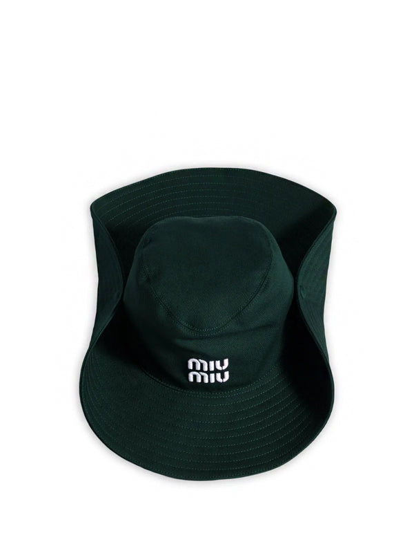Miu Miu Chapéu Drill Logo Bordado Verde