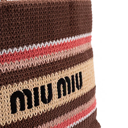 Miu Miu Bolsa de crochê com listras
