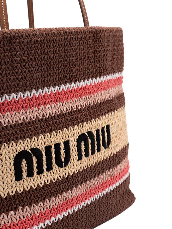 Miu Miu Bolsa de crochê com listras