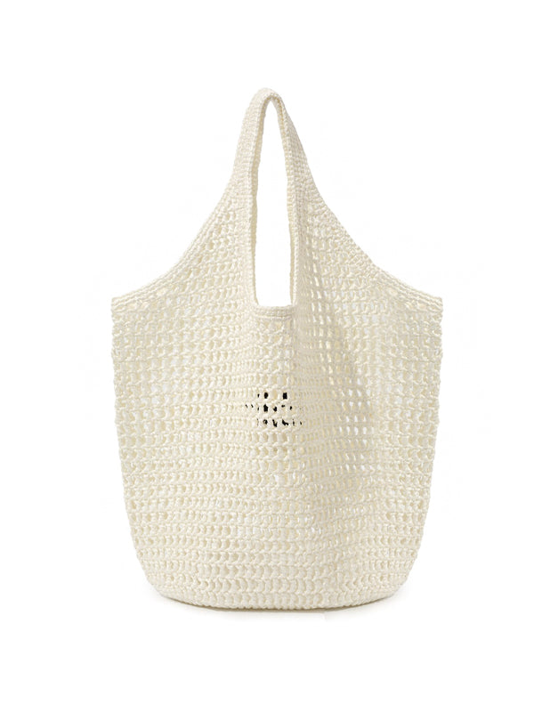 PRADA White Raffia Shopping Tote