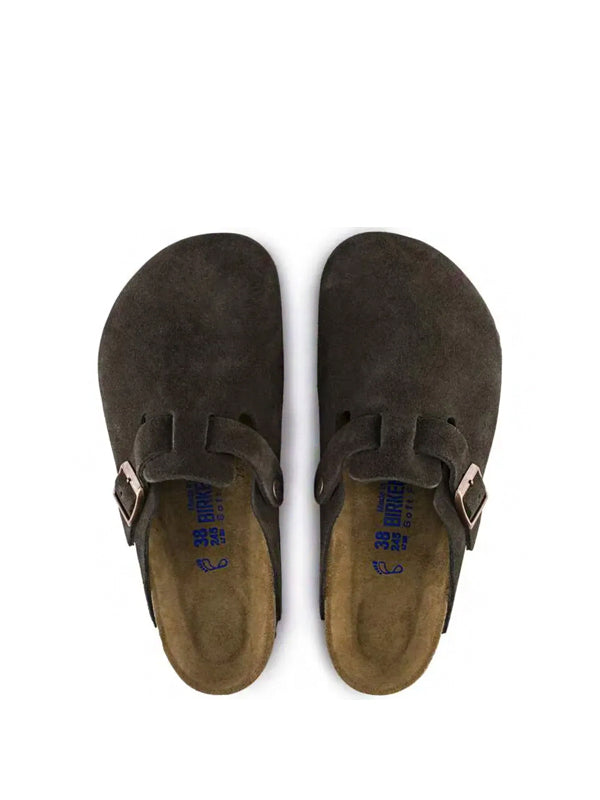 Birkenstock Clog Boston Soft Footbed Suede Leather Mocha