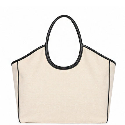 Miu Miu Canvas Tote Bag Natural Black