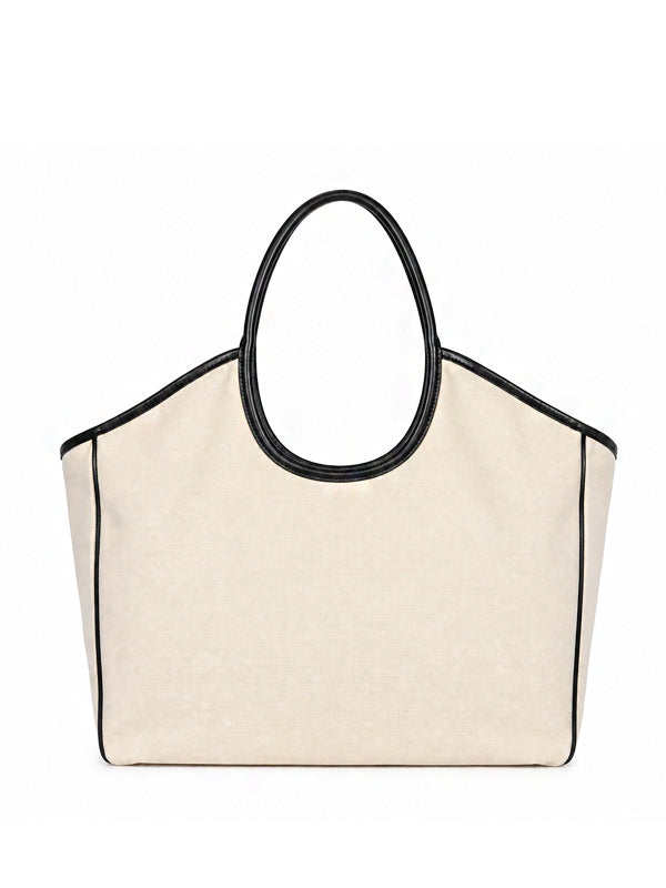 Miu Miu Canvas Tote Bag Natural Black