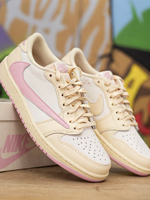 Travis Scott x Air Jordan 1 Low Sail Tropical Pink Shy Pink Muslin