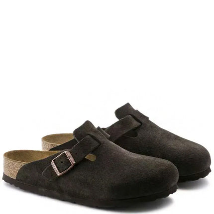 Birkenstock Clog Boston Soft Footbed Suede Leather Mocha
