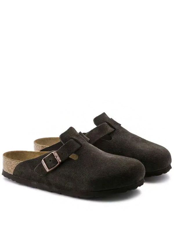 Birkenstock Clog Boston Soft Footbed Suede Leather Mocha