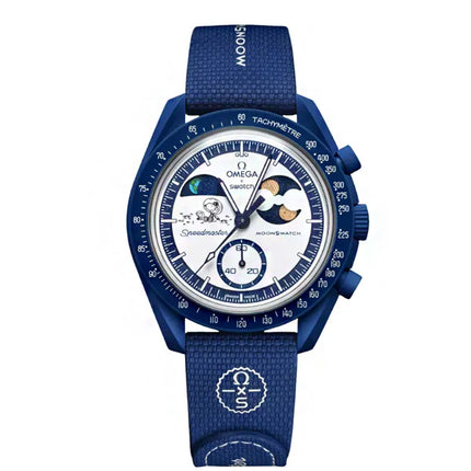 Omega x Swatch Relógio Mission To Earthphase Moonshine Snoopy Gold