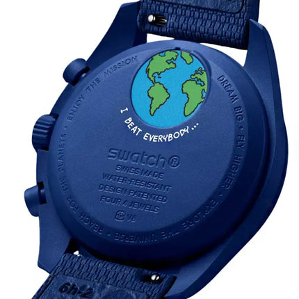 Omega x Swatch Relógio Mission To Earthphase Moonshine Snoopy Gold