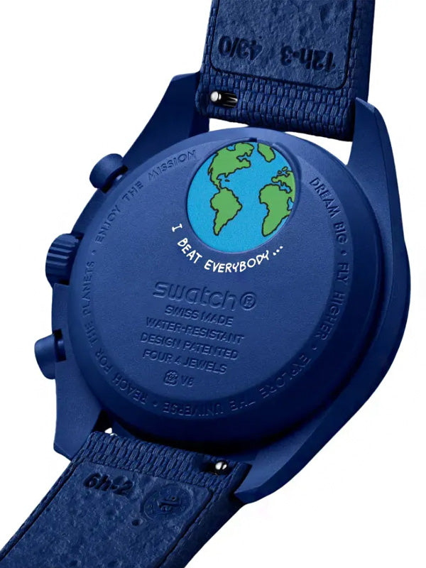 Omega x Swatch Relógio Mission To Earthphase Moonshine Snoopy Gold