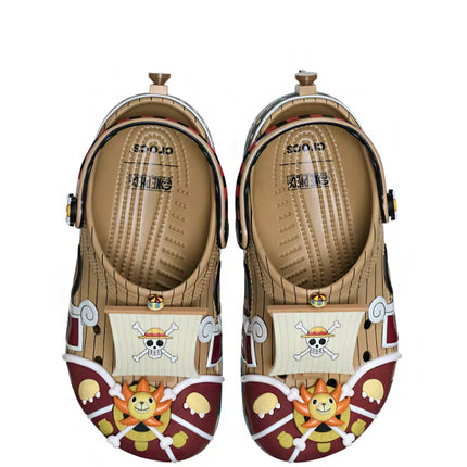 One Piece x Crocs Classic Clog Thousand Sunny Brown Red Blue