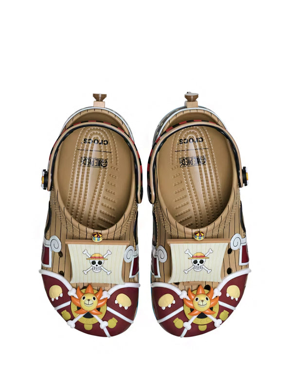 One Piece x Crocs Classic Clog Thousand Sunny Brown Red Blue