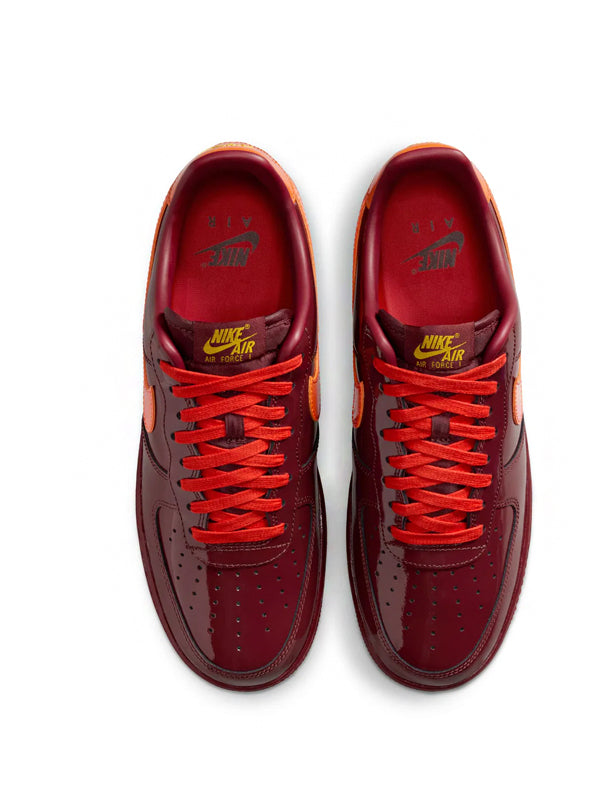 Air Force 1 Low Patent Leather Dark Team Red Safety Orange