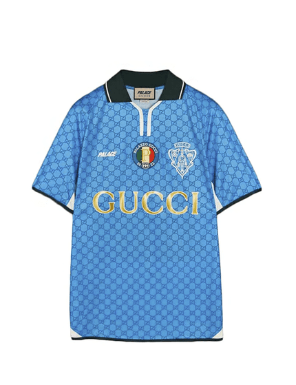 Palace x Gucci Printed All-Over GG Football Technical Jersey T-shirt Blue