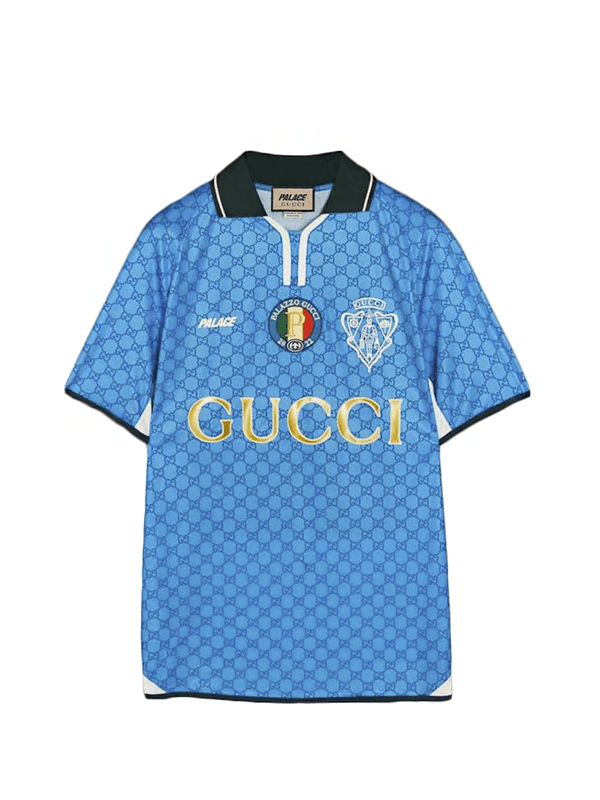 Palace x Gucci Printed All-Over GG Football Technical Jersey T-shirt Blue