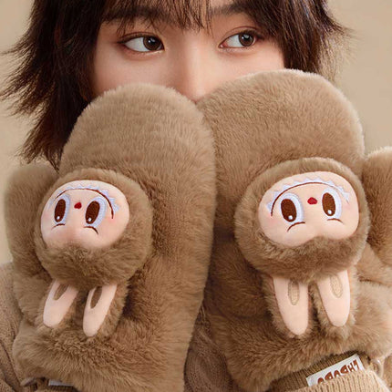 Pop Mart The Monsters Labubu Warm Fluffy Holiday Series Plush Gloves
