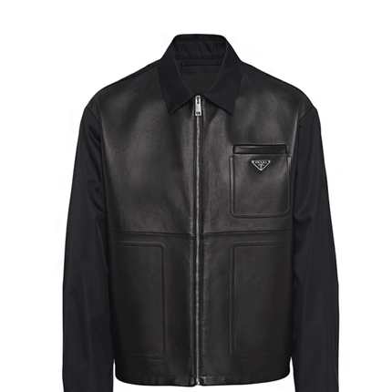 Prada Jaqueta Couro Logo