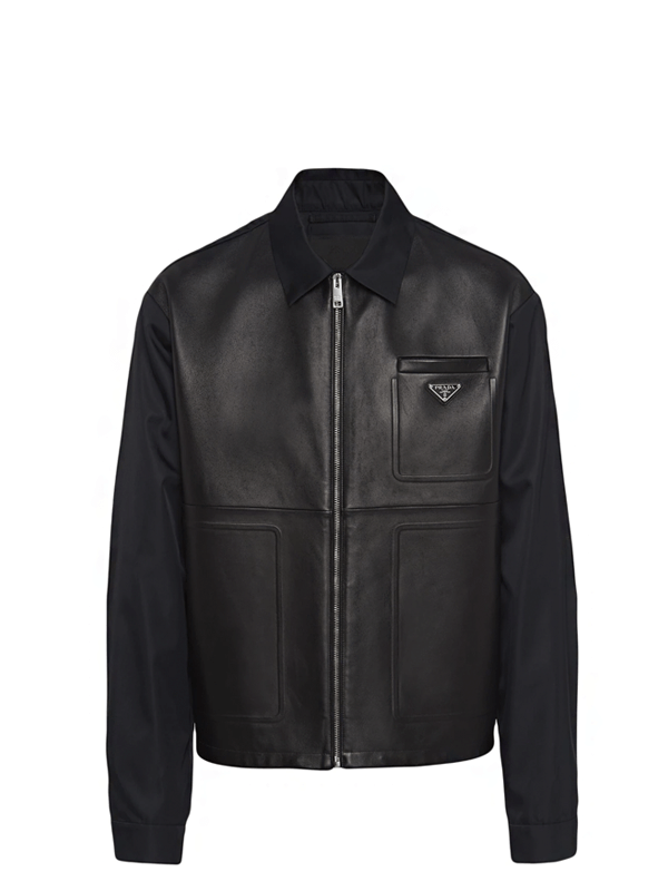 Prada Jaqueta Couro Logo