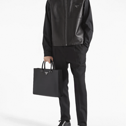 Prada Jaqueta Couro Logo