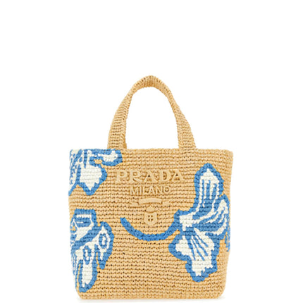 Prada Logo Patch Crochet Tote Bag