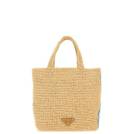 Prada Logo Patch Crochet Tote Bag