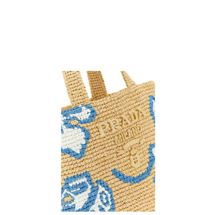 Prada Logo Patch Crochet Tote Bag